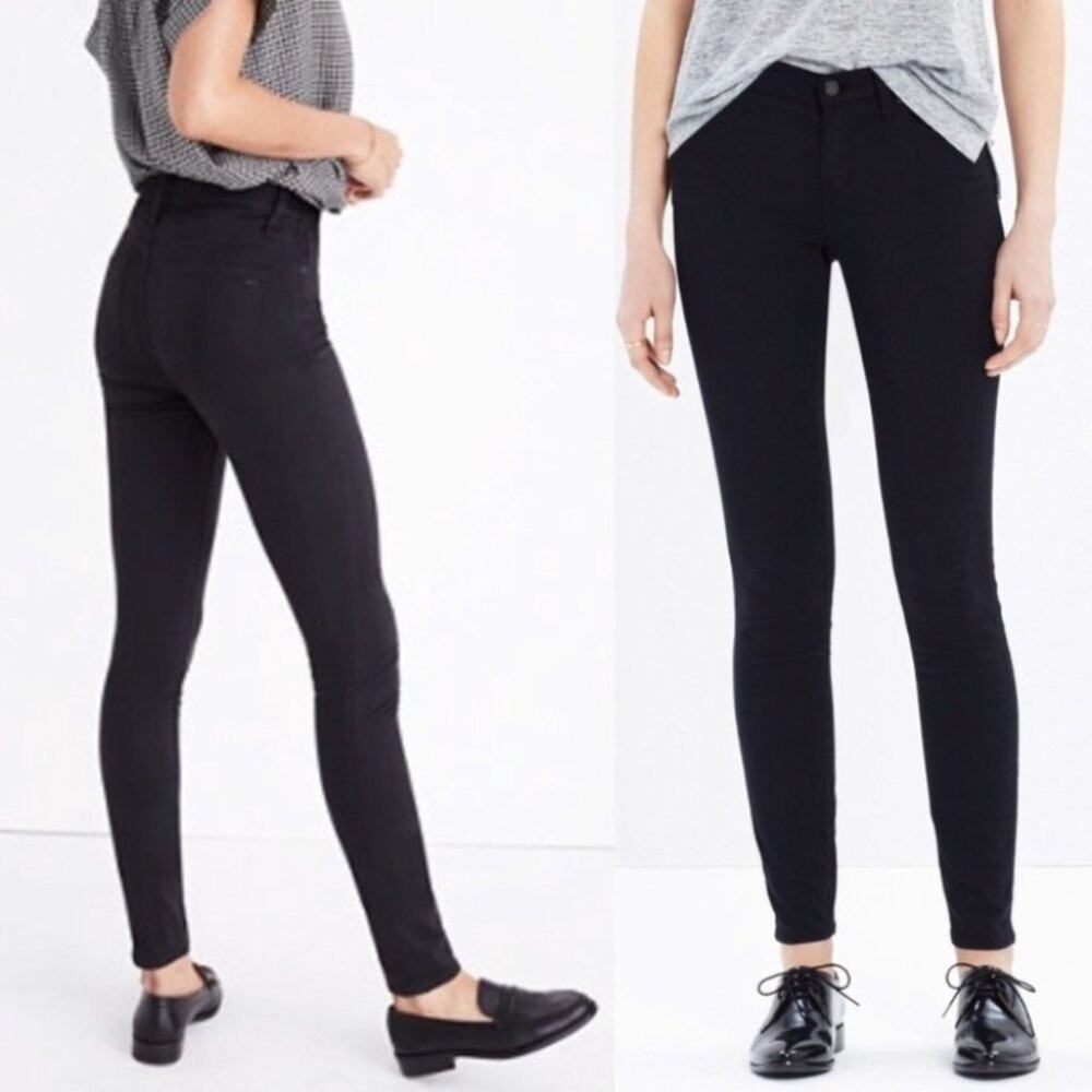 Madewell Women's High Rise Black Soft Stretch Skinny Sateen Jeans Size 24